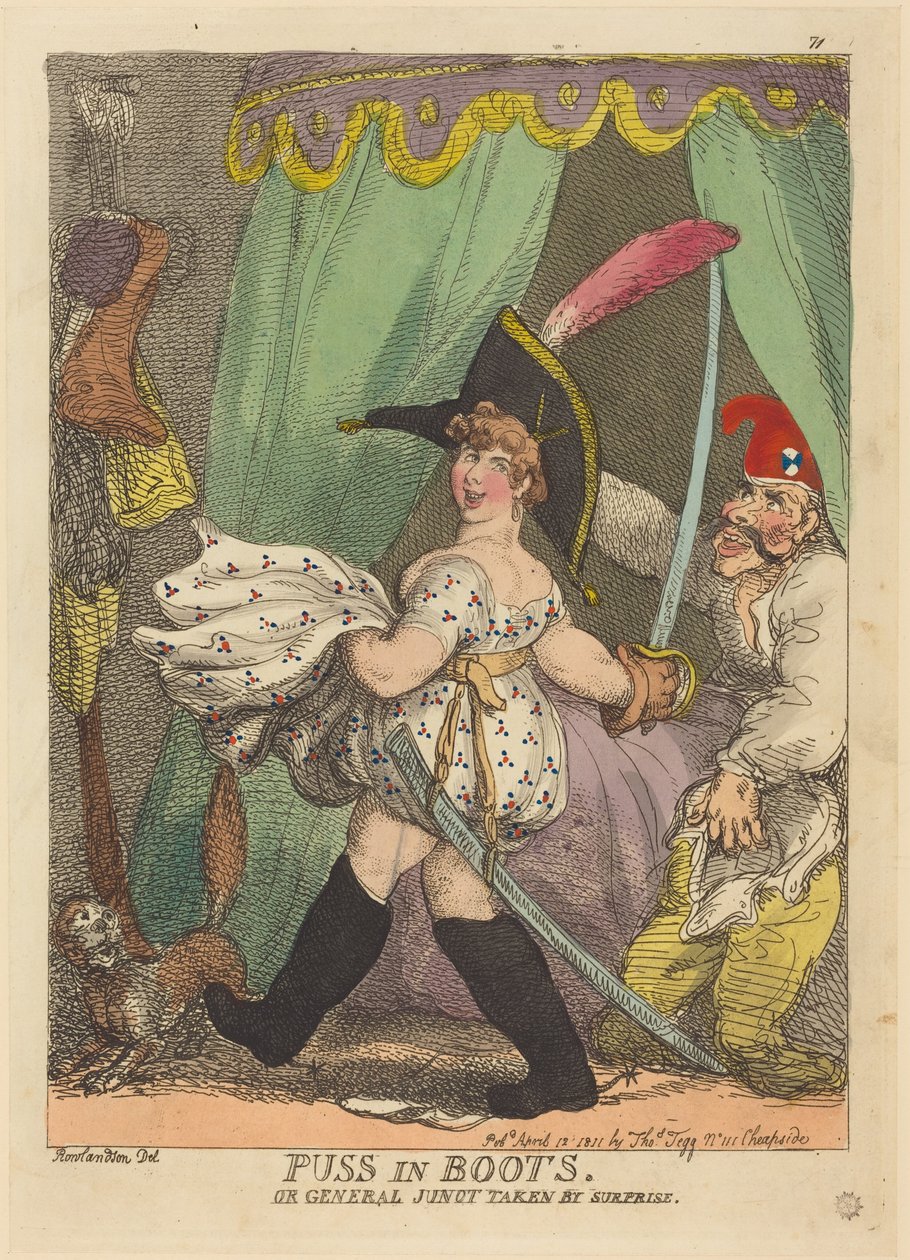 Den støvlede kat, eller General Junot overraskes af Thomas Rowlandson
