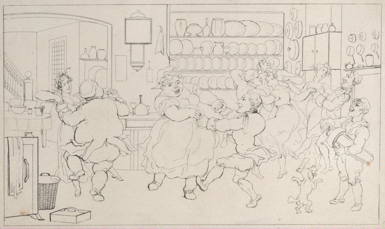 Quae Genus in the Sports of the Kitchen, fra The History of Johnny Quoe Genus: the Little..., 1822. af Thomas Rowlandson