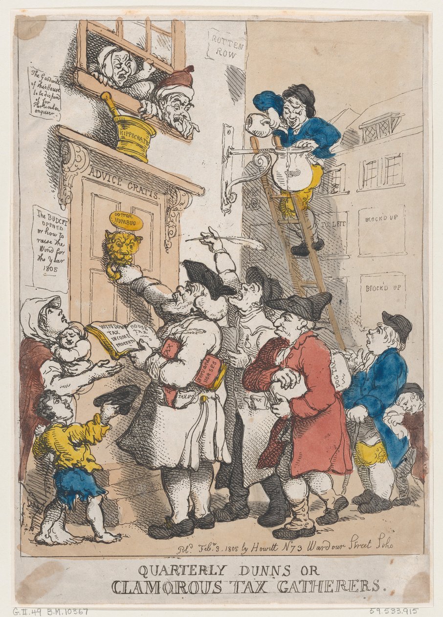 Quarterly Dunns, eller Clamorous Tax Gatherers, 3. februar 1805., 3. februar 1805. af Thomas Rowlandson