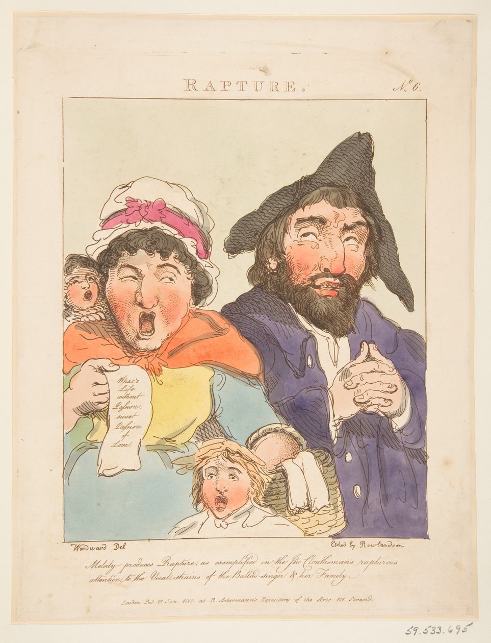 Rapture Le Brun Travested, eller Caricatures of the Passions, 21. januar 1800. af Thomas Rowlandson