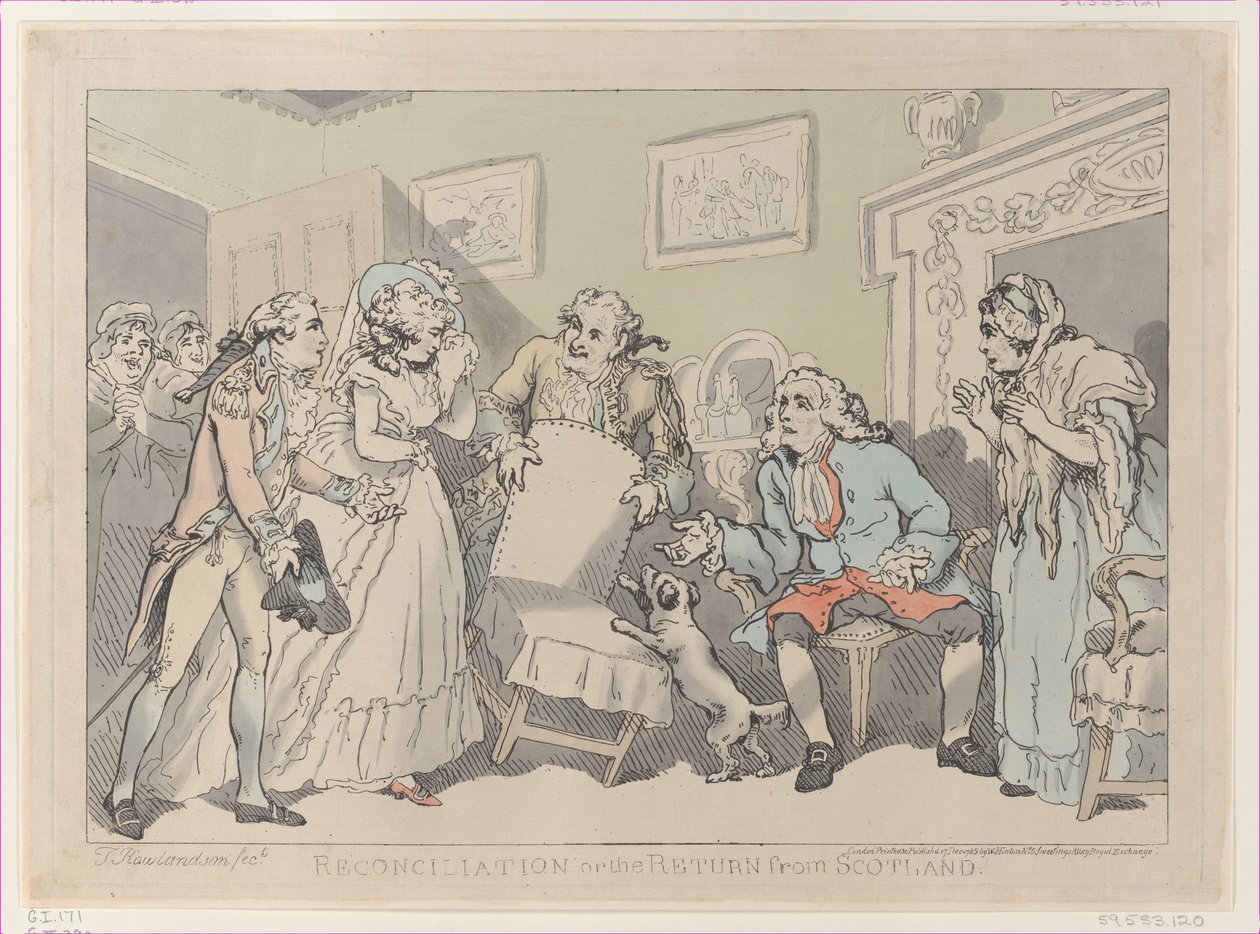 Forsoning eller tilbagevenden fra Skotland, 17. december 1785., 17. december 1785. af Thomas Rowlandson