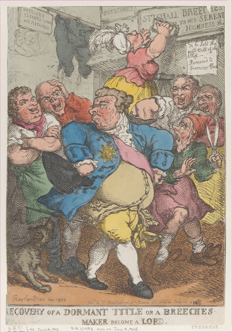 Recovery from a Dormant Title or a Breeches Maker Becom..., [14. juli 1805], genudgivet 14. juli 1812. af Thomas Rowlandson