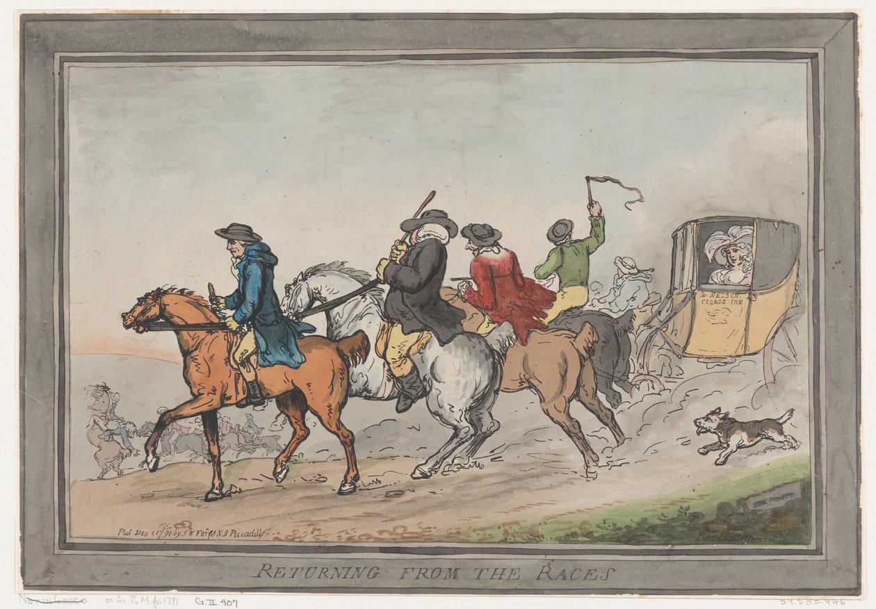 Vender tilbage fra løbene, 1. december 1791., 1. december 1791. af Thomas Rowlandson
