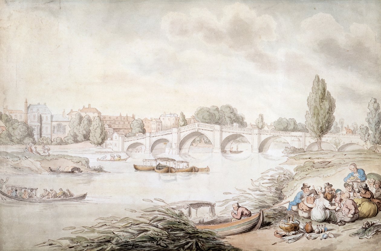 Richmond Bridge, London, c1780-c1820 af Thomas Rowlandson