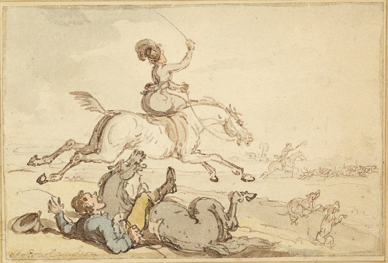 Rytter kastet på jagt af Thomas Rowlandson