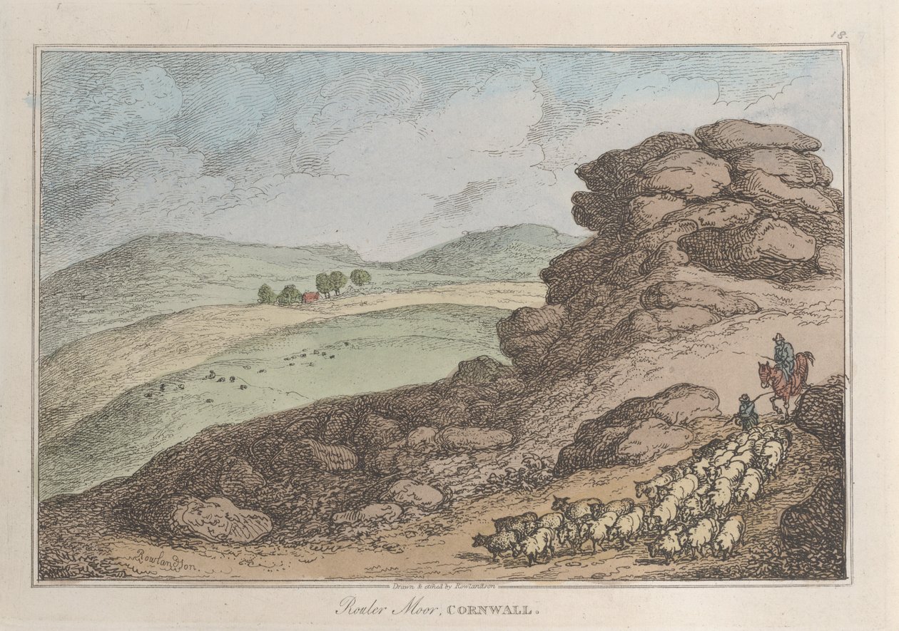Rouler Moor, Cornwall, fra Sketches from Nature, 1822., 1822. af Thomas Rowlandson