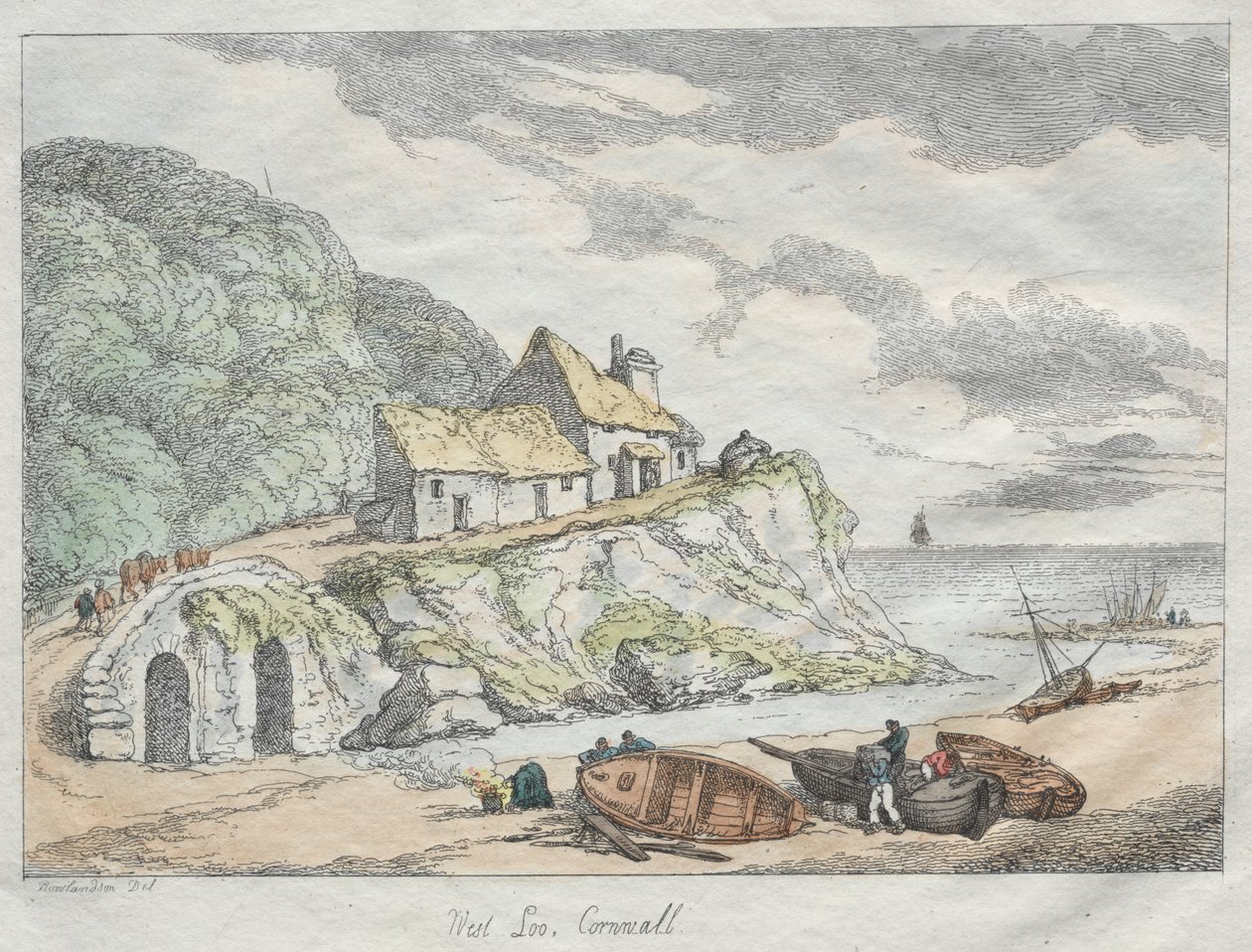 Rowlandsons skitser fra naturen: West Looe, Cornwall af Thomas Rowlandson