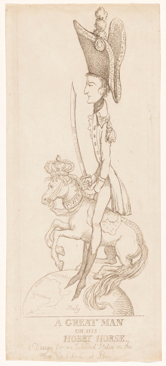 Riderstatue af Napoleon, 1804 af Thomas Rowlandson
