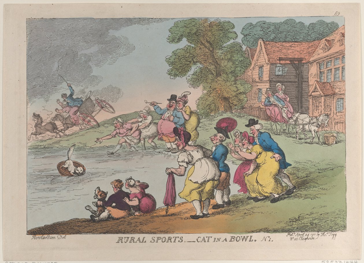 Sport på landet: Kat i en skål, 24. april 1811., 24. april 1811. af Thomas Rowlandson