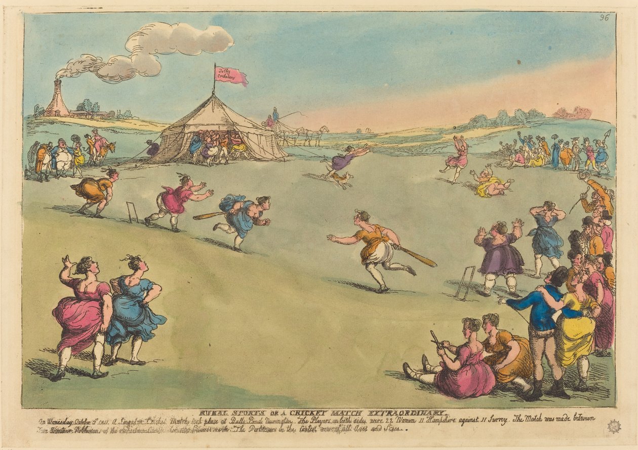 Sport på landet eller en ekstraordinær cricketkamp af Thomas Rowlandson