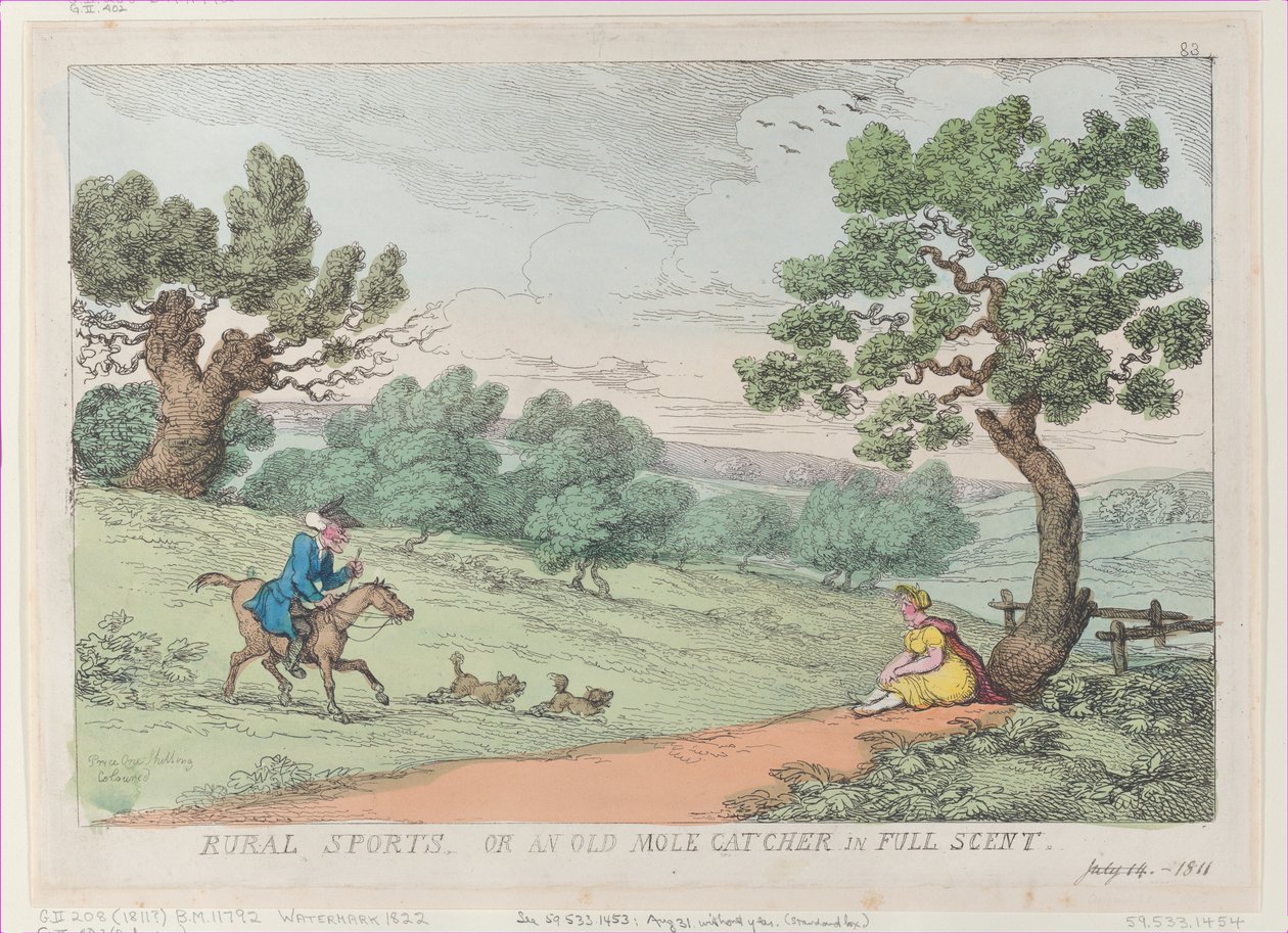 Landdistriktssport, eller en gammel muldvarpefanger i fuld duft, [1811], genoptryk., [1811], genoptryk. af Thomas Rowlandson