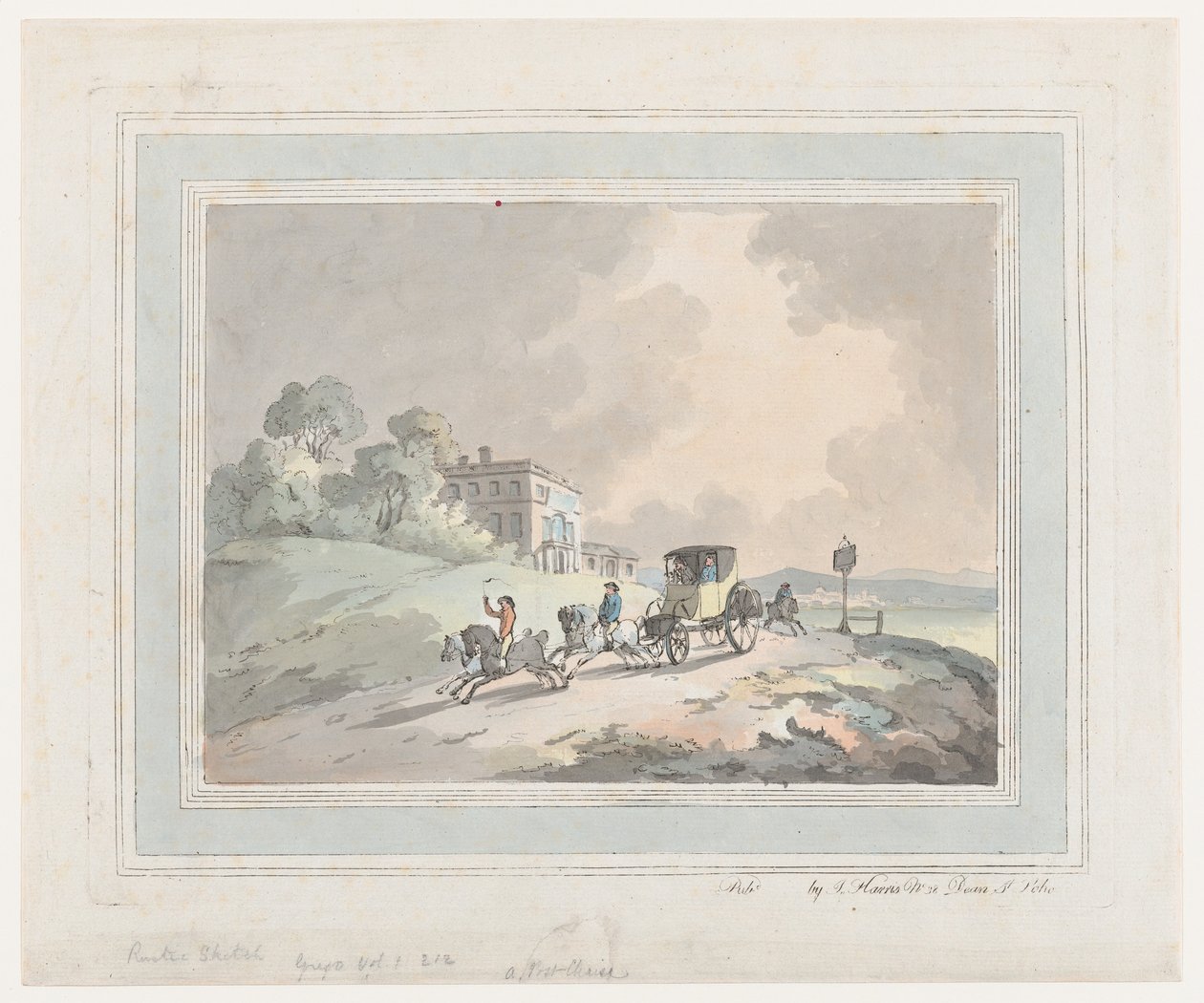 Rustik skitse, eller en stolpechaise, 1785-99., 1785-99. af Thomas Rowlandson