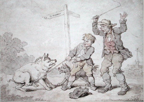 Rusty Bacon (Pigheadedness and Persuasion) (blæk og akvarel på papir) af Thomas Rowlandson