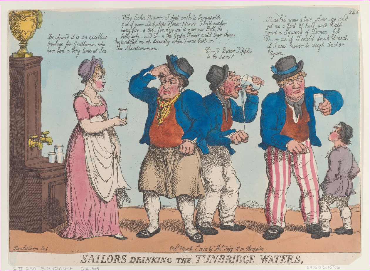 Sømænd, der drikker Tunbridge-vandet, 1. marts 1815., 1. marts 1815. af Thomas Rowlandson