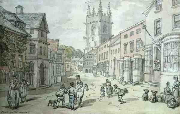 Saint Austell, Cornwall (pen og akvarel på papir) af Thomas Rowlandson