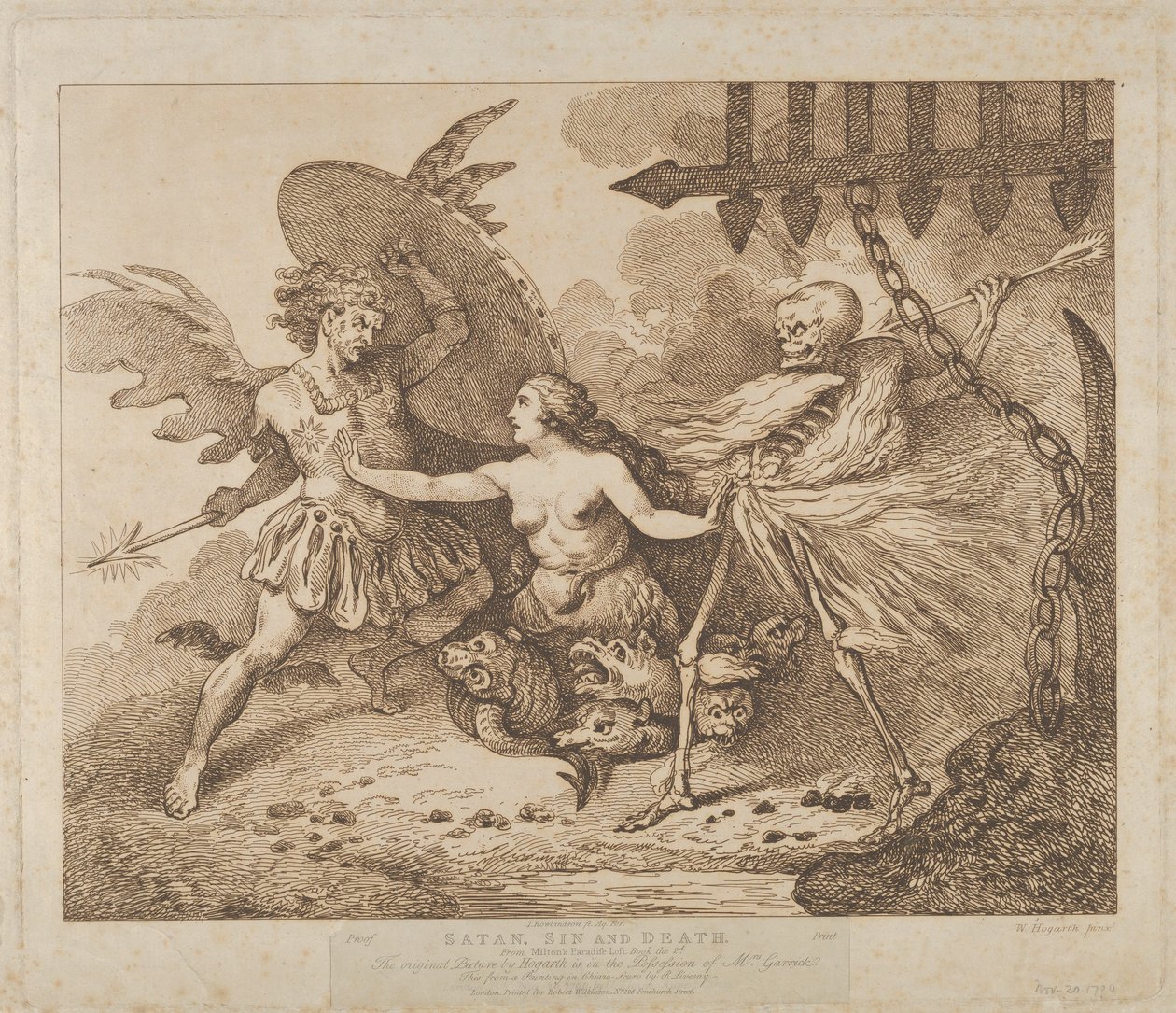 Satan, synd og død Paradis tabt, bog den 2., efter 1790., efter 1790. af Thomas Rowlandson