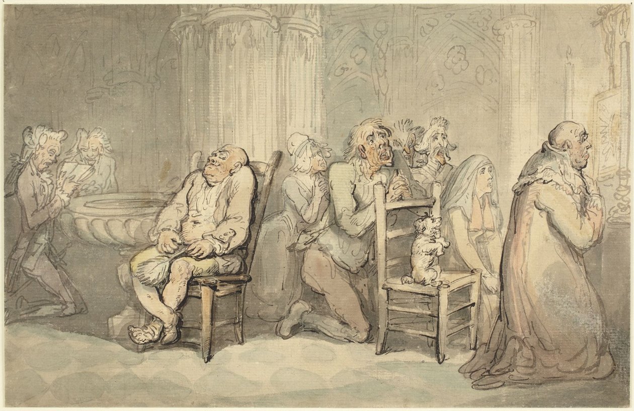 Scene i en fransk kirke af Thomas Rowlandson