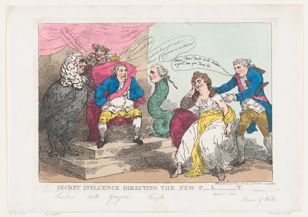 Hemmelig indflydelse under ledelse af det nye P-l-t [parlamentet], 18. maj 1784., 18. maj 1784. af Thomas Rowlandson