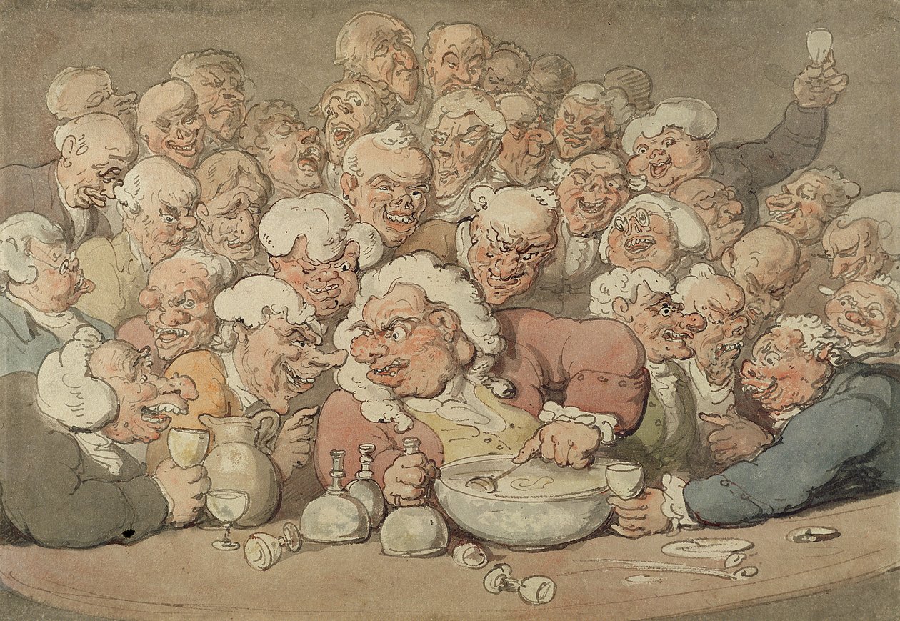 Serving Punch, ca. 1815-20 (pen & blæk og akvarel over blyant på papir) af Thomas Rowlandson