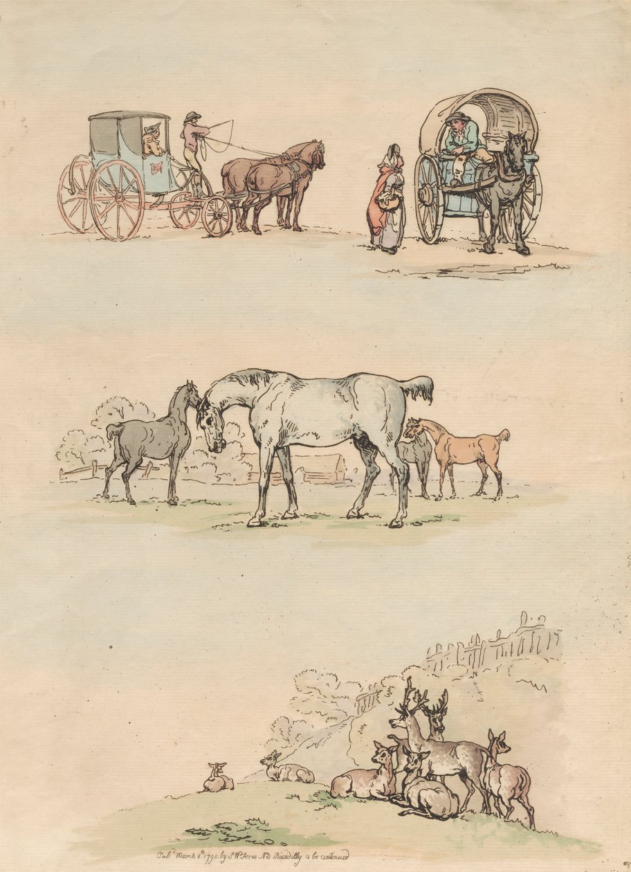 Sæt af seksten: konturer af figur og landskaber af Thomas Rowlandson