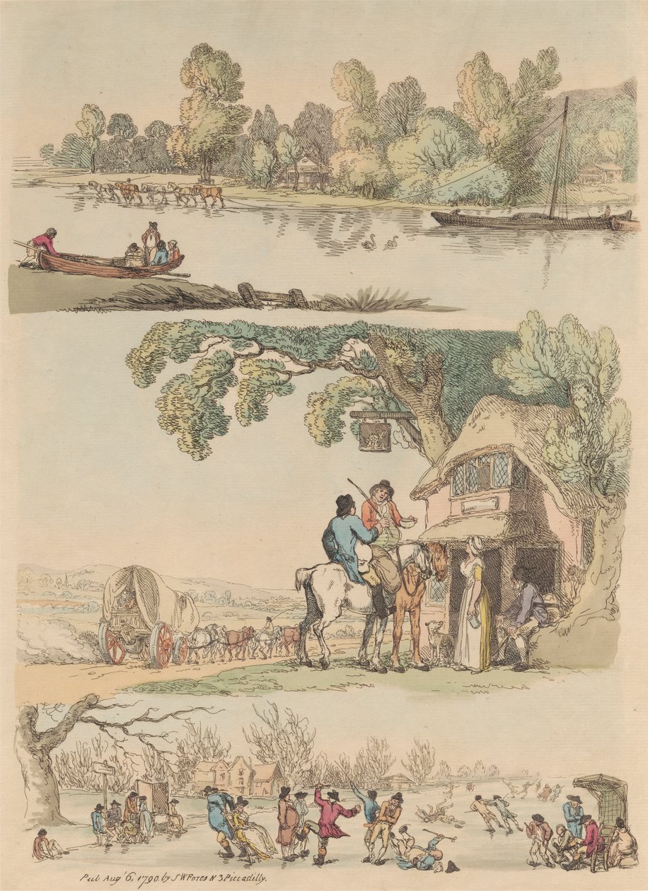 Sæt på seksten: Omrids af figurer og landskaber af Thomas Rowlandson