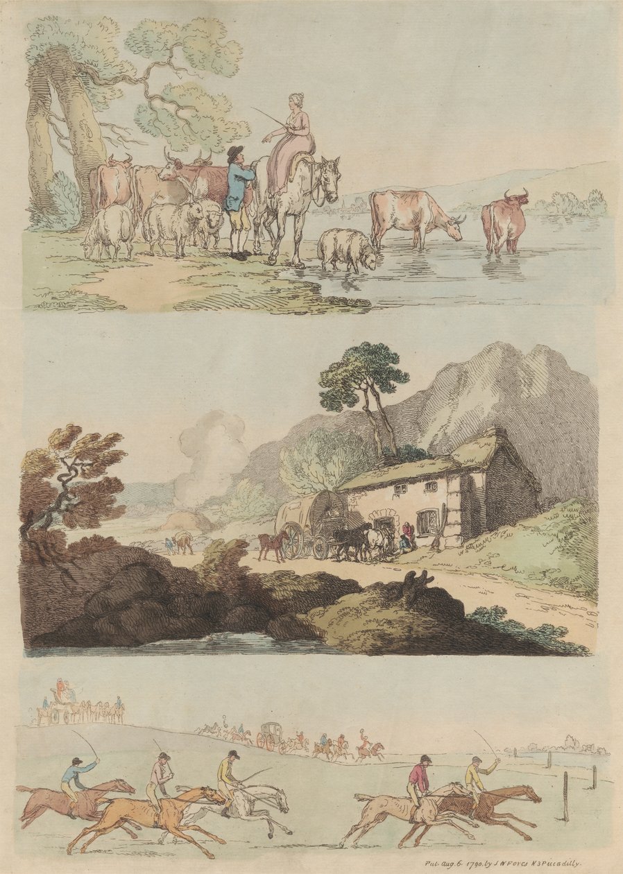 Sæt på seksten: Omrids af figurer og landskaber af Thomas Rowlandson