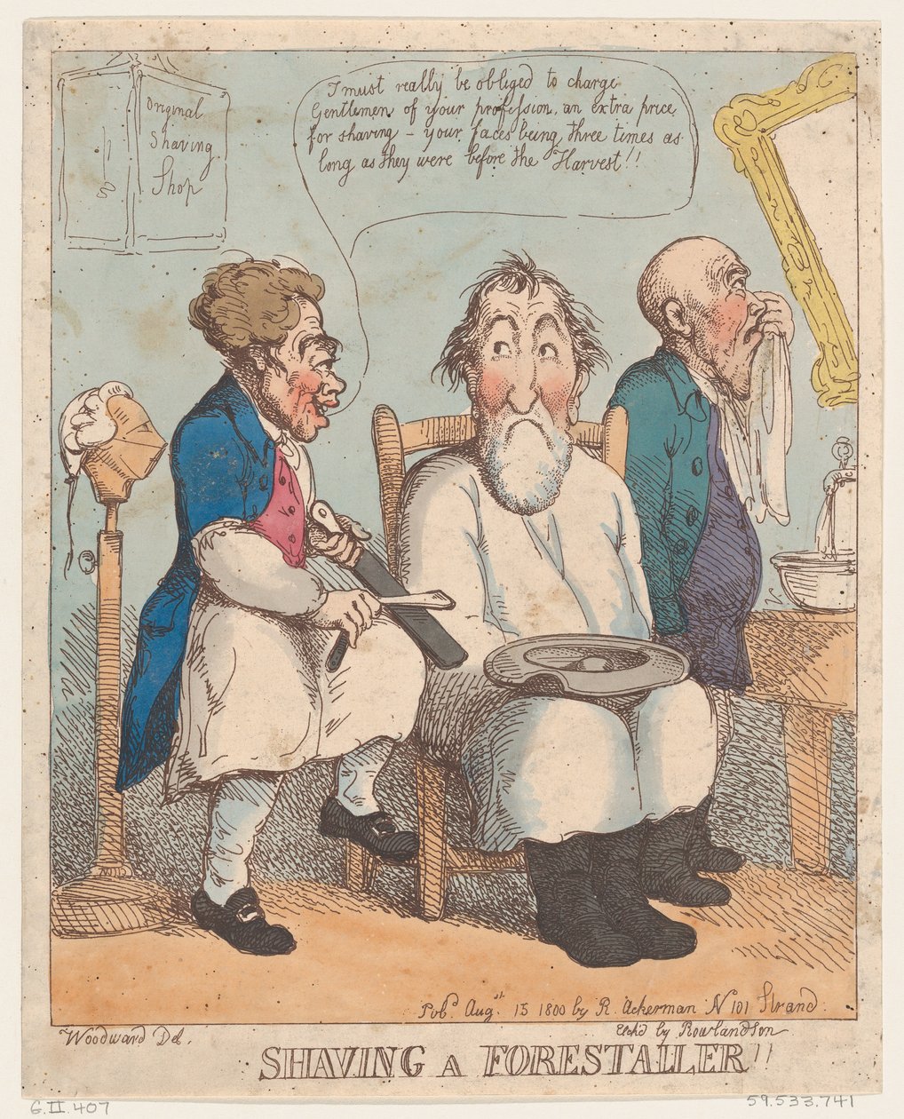 Barbering af en skovfoged, 15. august 1800., 15. august 1800. af Thomas Rowlandson