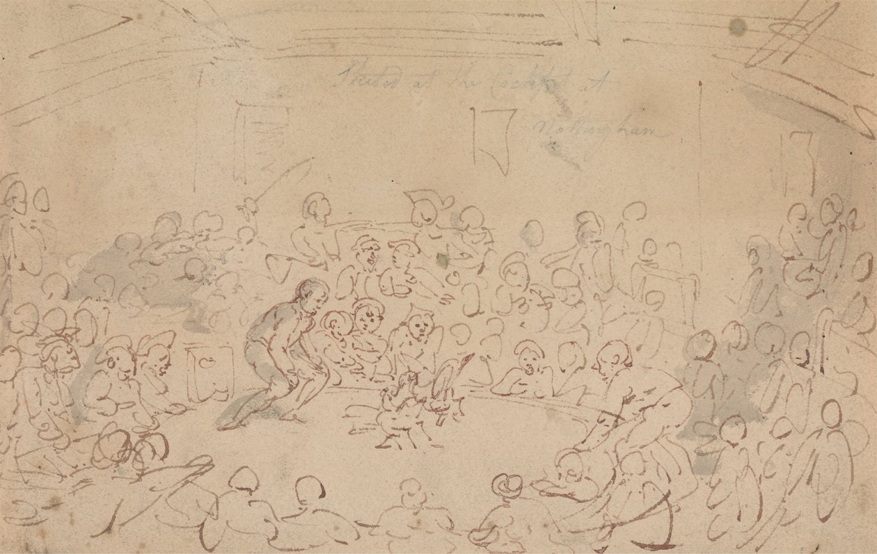 Skitseret ved cockpittet, Nottingham af Thomas Rowlandson