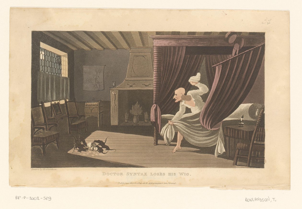 Soveværelse med rotter, der spiser Doctor Syntax’ paryk af Thomas Rowlandson