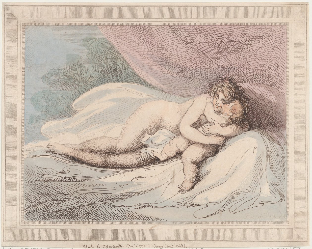 Sovende Venus putter et barn, 1. januar 1799., 1. januar 1799. af Thomas Rowlandson