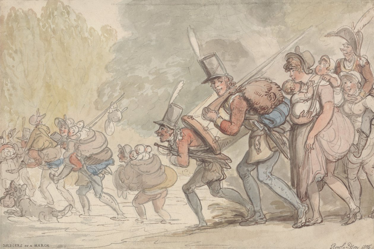 Soldater på march af Thomas Rowlandson