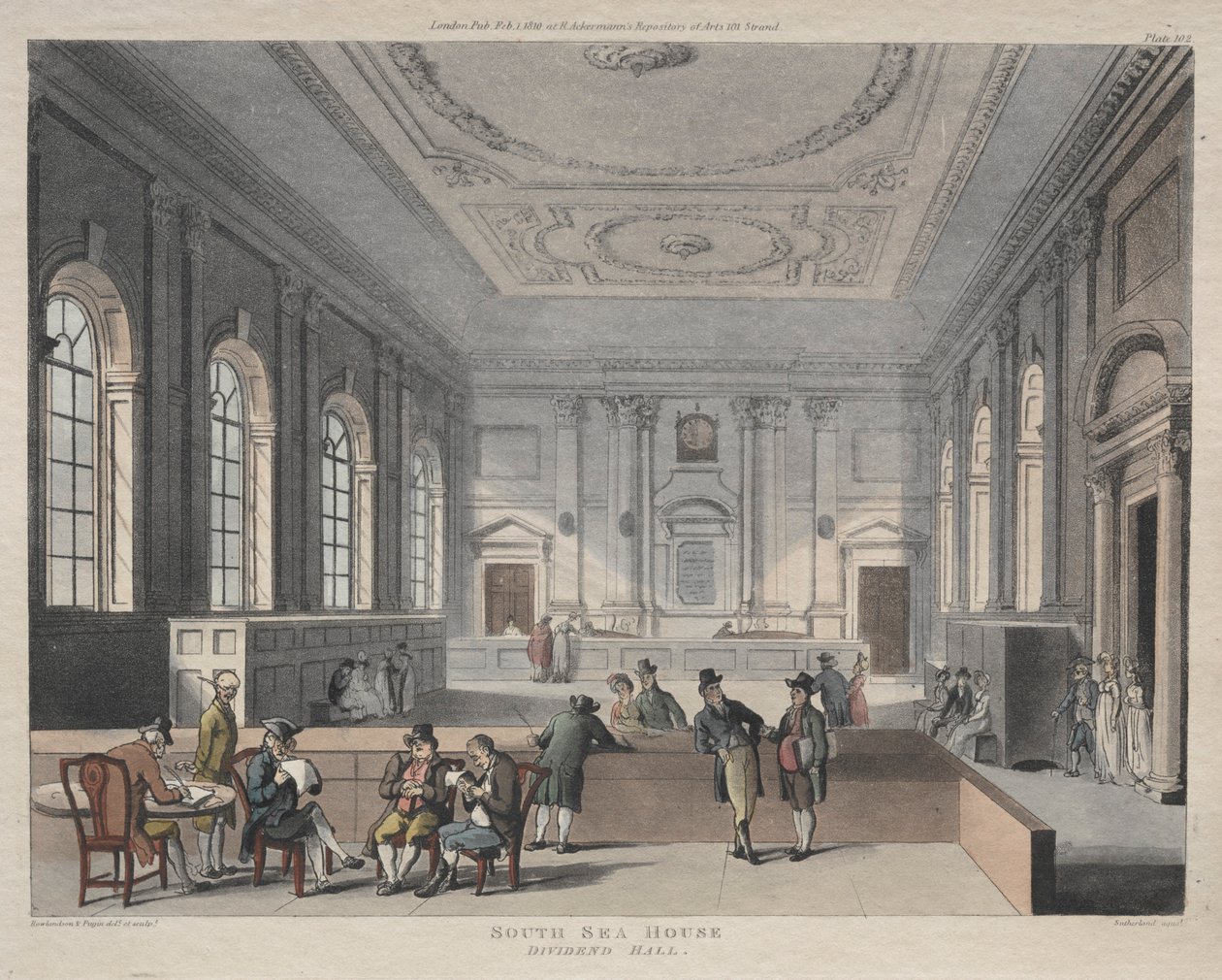 South Sea House, Dividend Hall, 1810. af Thomas Rowlandson