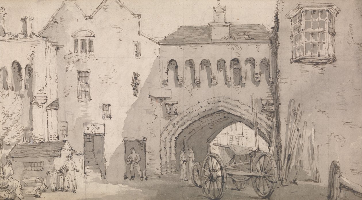 Southampton, Watergate og Globe Inn af Thomas Rowlandson