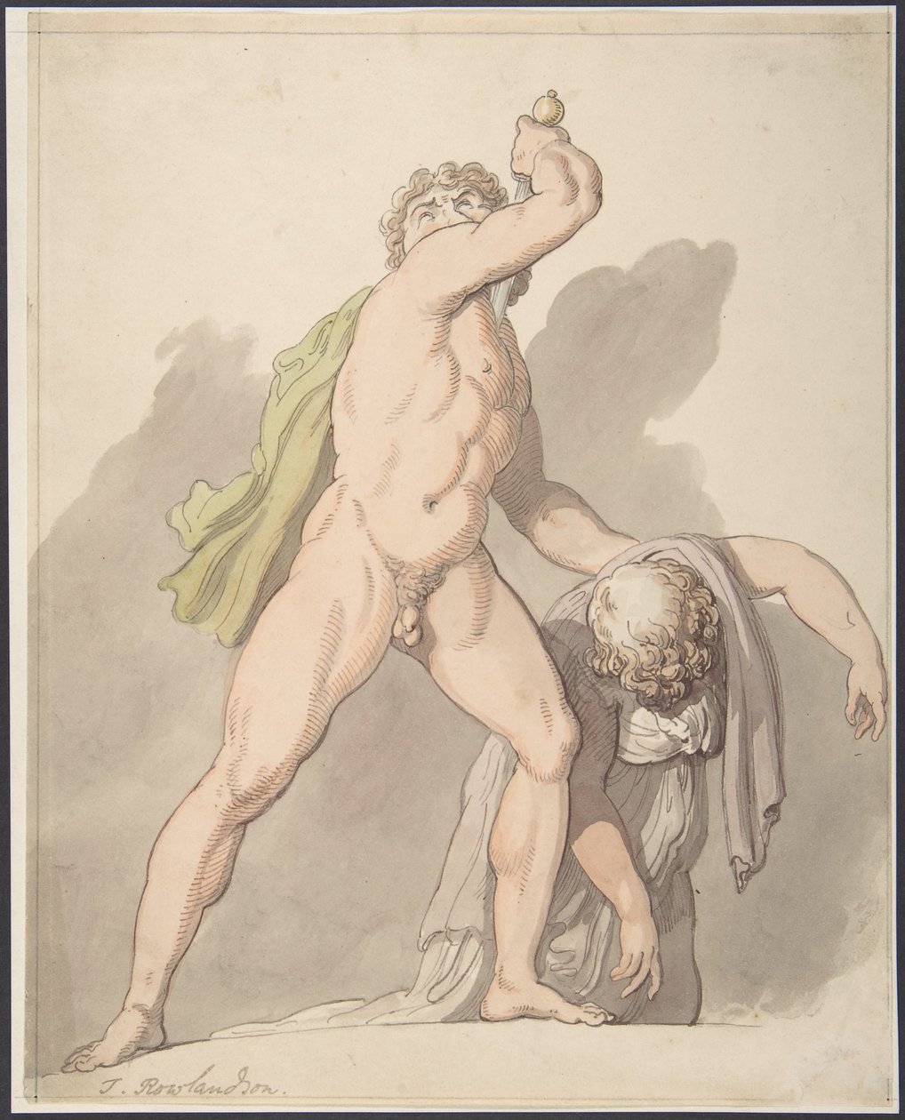 Stående nøgen mand, der støtter en besvimende kvinde (Ludovisi-galeren i Uffizi) af Thomas Rowlandson