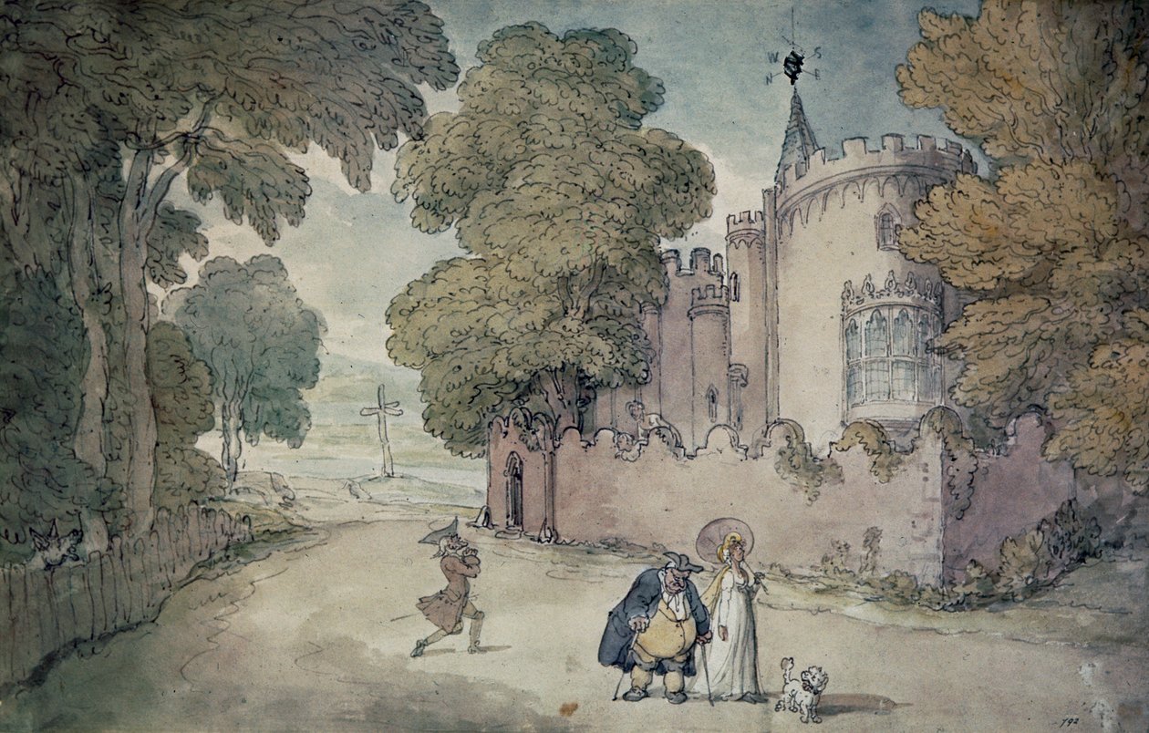 Strawberry Hill (håndfarvet akvatint) af Thomas Rowlandson