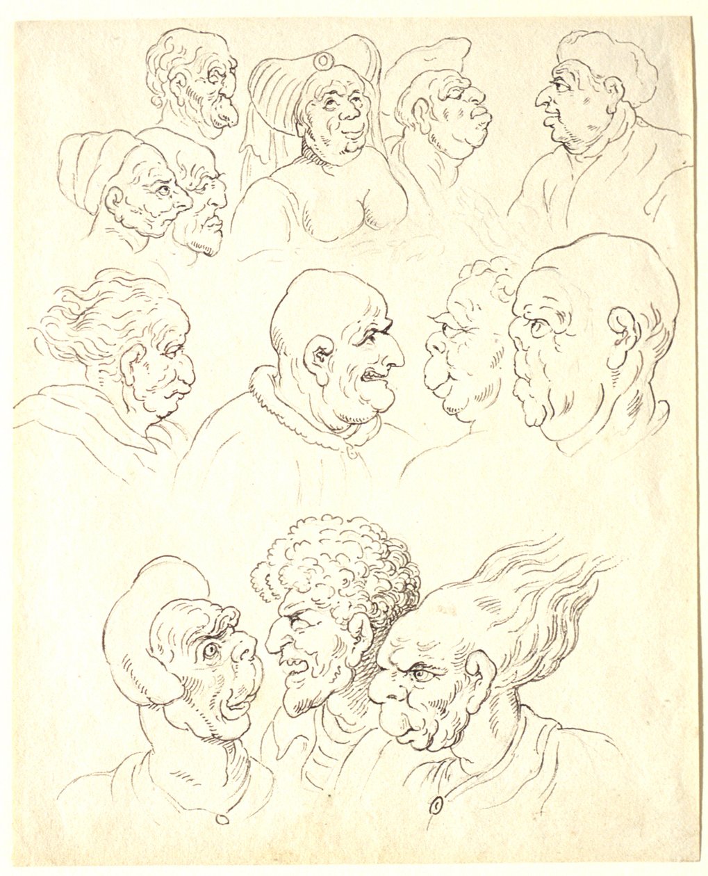 Studier af groteske hoveder af Thomas Rowlandson