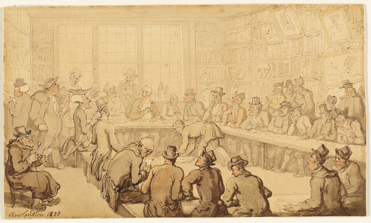 Undersøgelse for Dr. Syntax på en bogauktion af Thomas Rowlandson