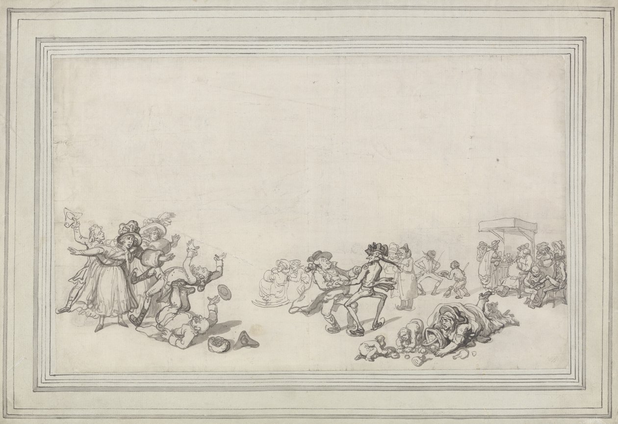 Undersøgelse af skatere: Skating on the Serpentine af Thomas Rowlandson