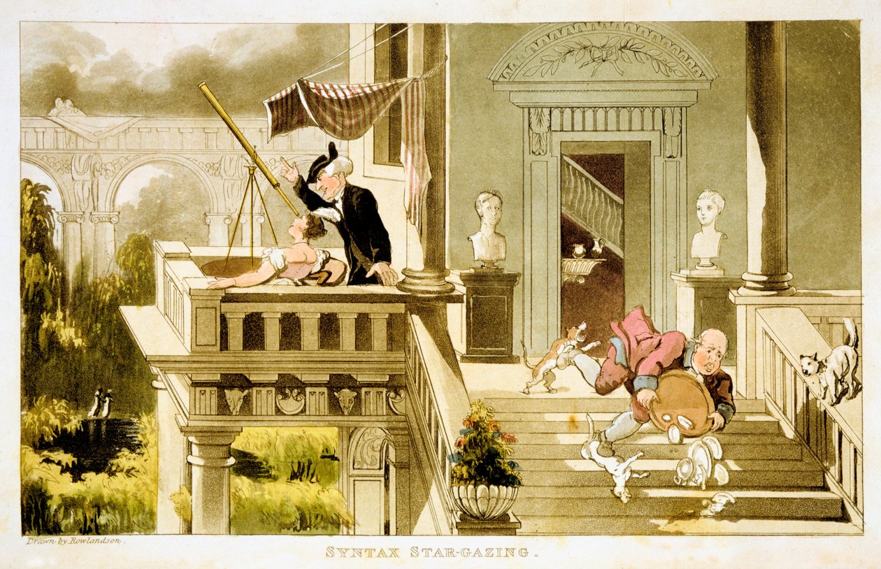 Syntaks Stjernekiggeri, c1815 af Thomas Rowlandson