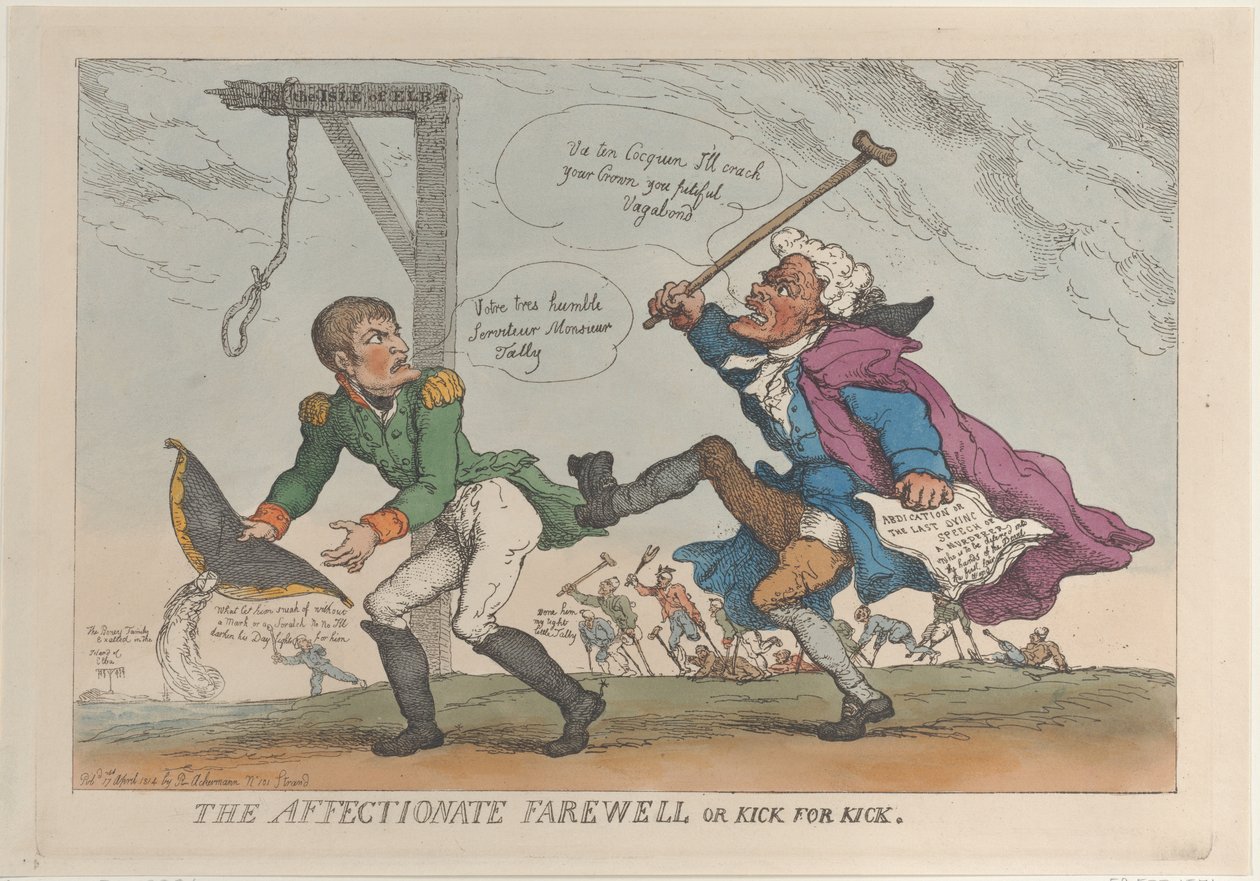 Det kærlige farvel, eller spark for spark, 17. april 1814., 17. april 1814. af Thomas Rowlandson