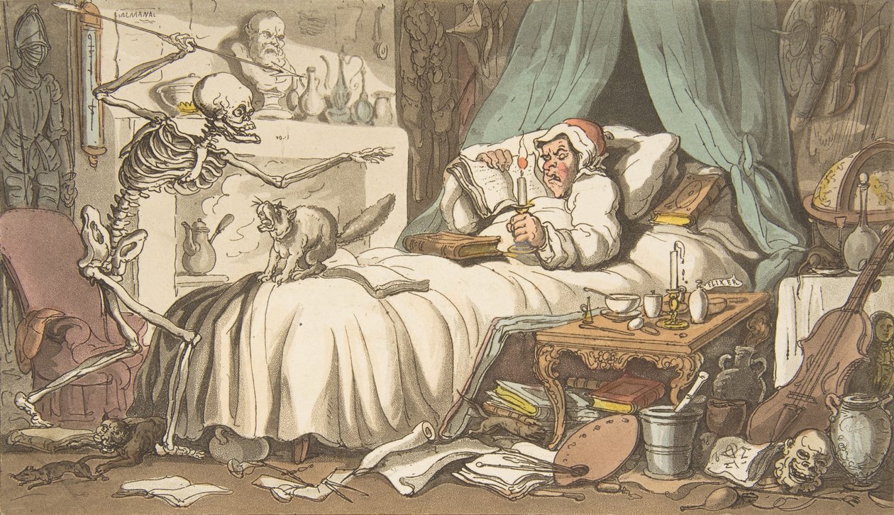 Antikvariets sidste vilje og testamente Den engelske dødedans, tavle 2, Ap..., 1. april 1814. af Thomas Rowlandson