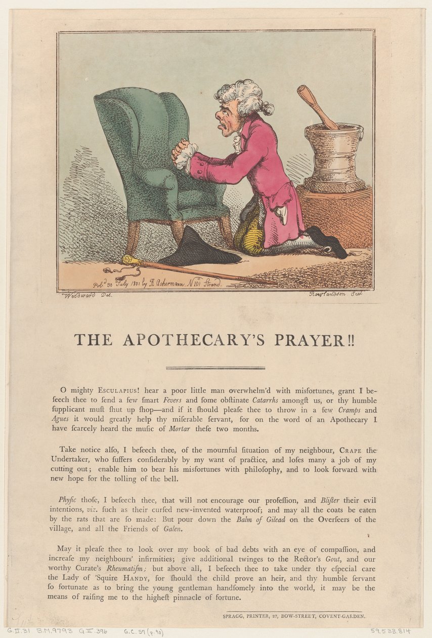 Apotekerens bøn!!, 30. juli 1801., 30. juli 1801. af Thomas Rowlandson