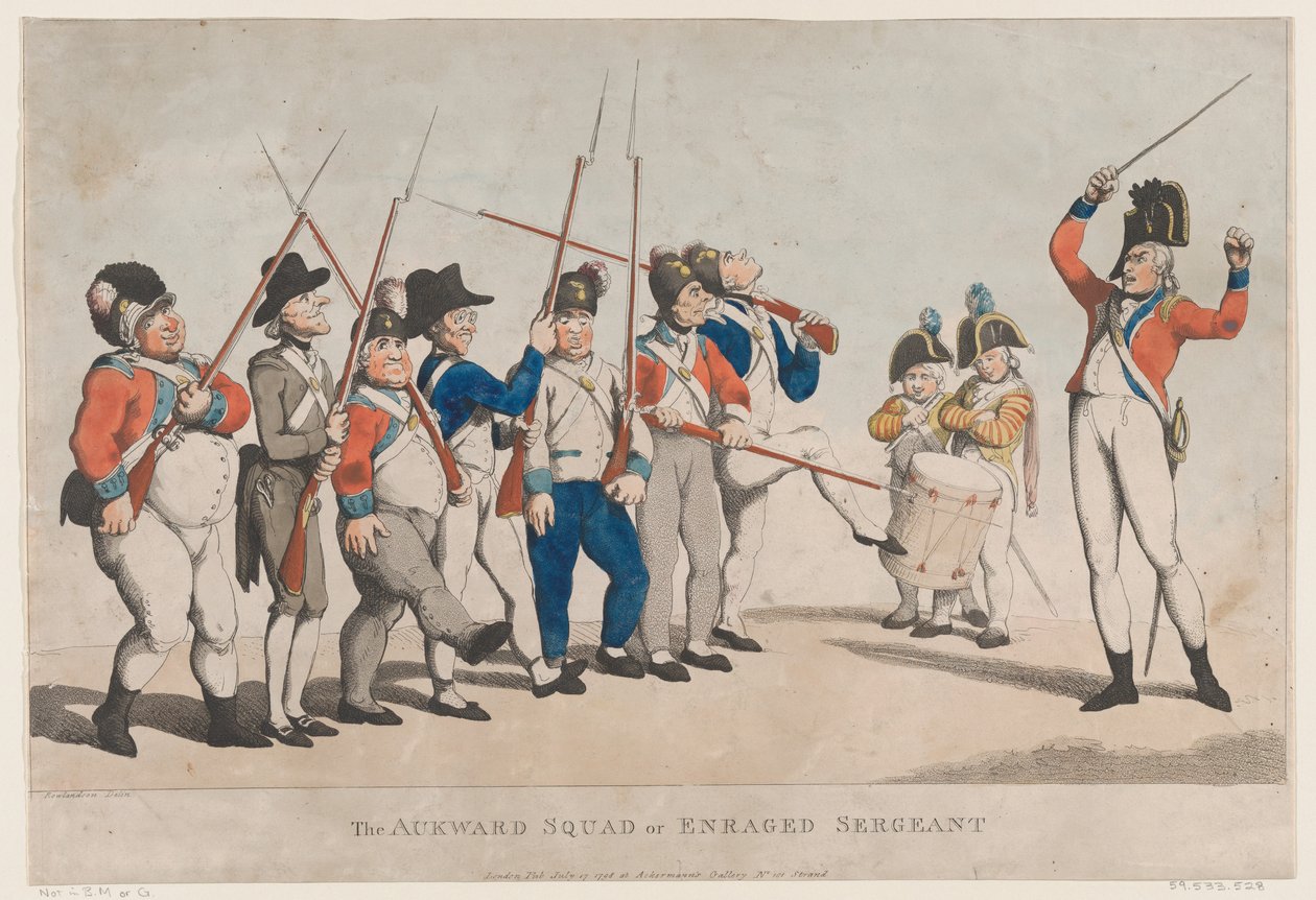 The Awkward Squad or Raged Sergeant, 17. juli 1798., 17. juli 1798. af Thomas Rowlandson