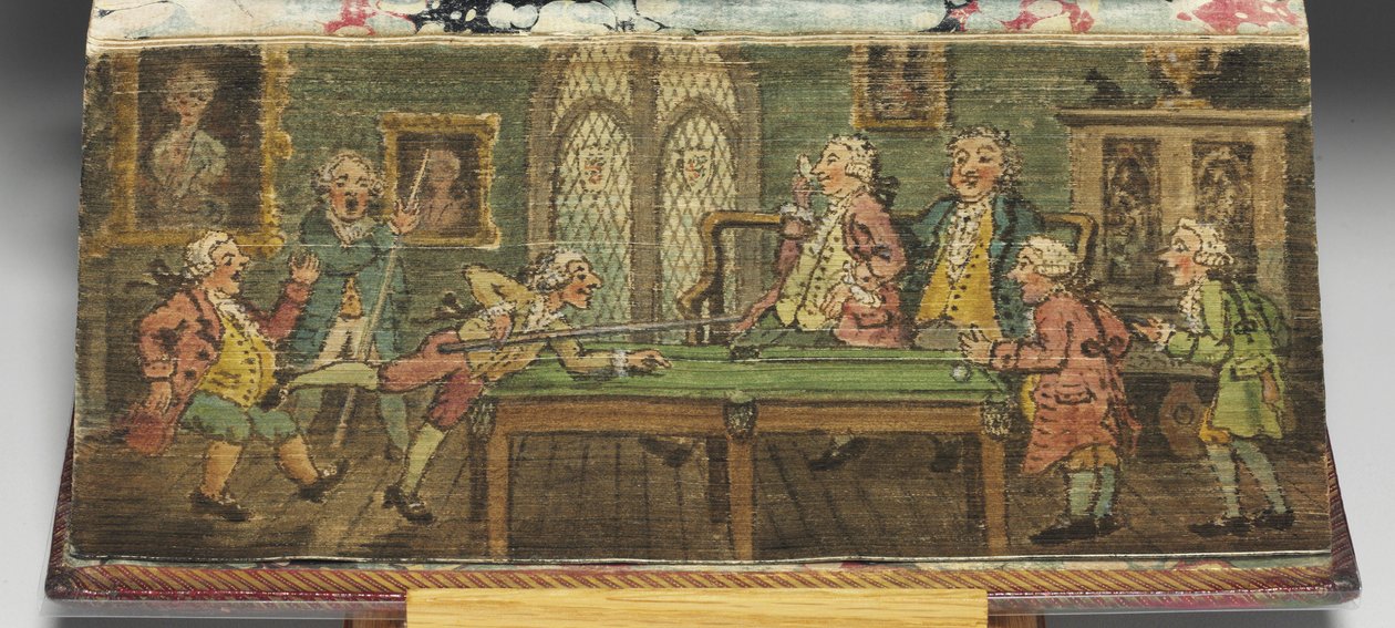 "The Book of Common Prayer", detalje af et forkantsmaleri af "A Billiard Game", 1772 af Thomas Rowlandson