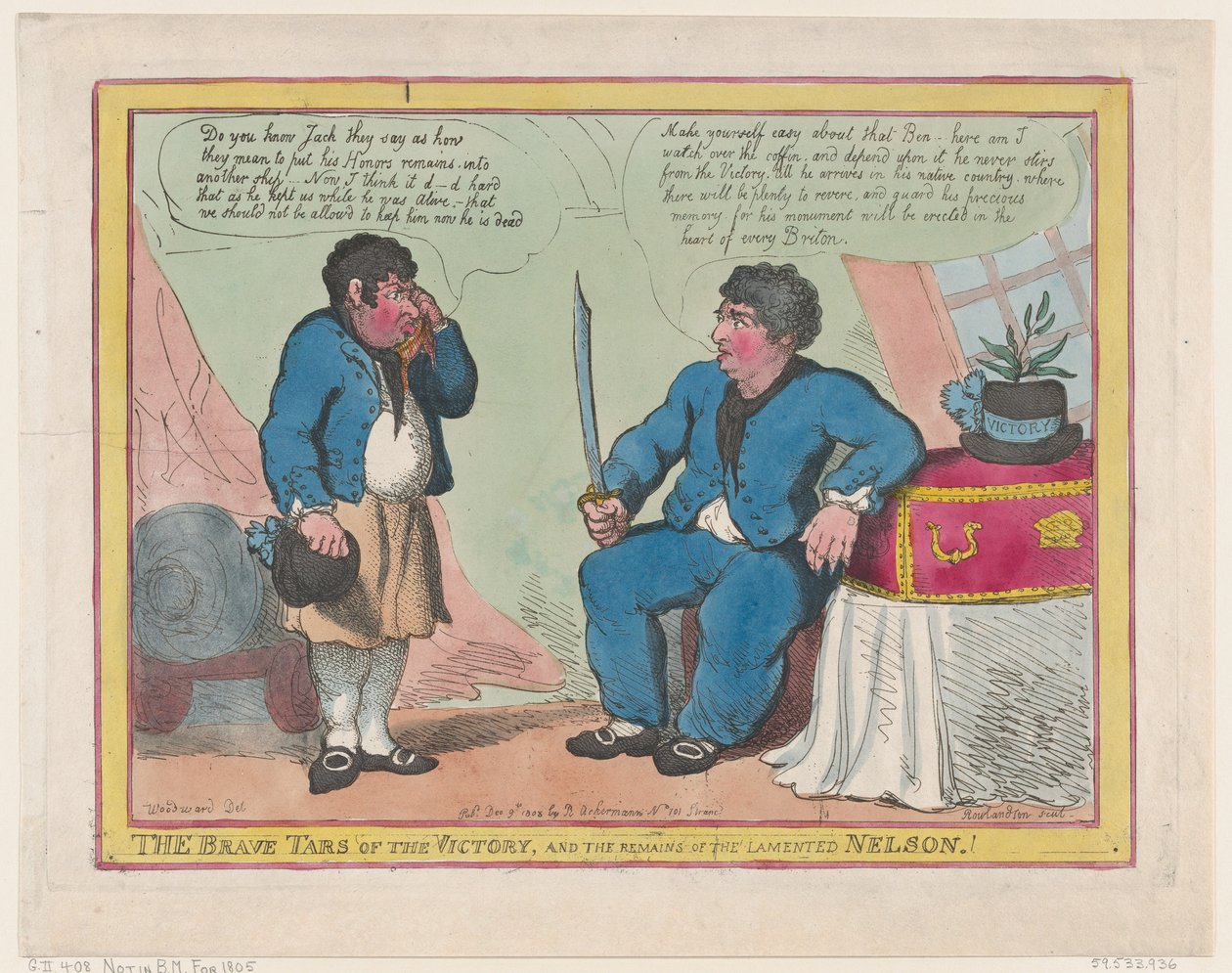 The Brave Tars of the Victory, and The Remains of the Lamented Nelson!, 1. maj 1806., 1. maj 1806. af Thomas Rowlandson