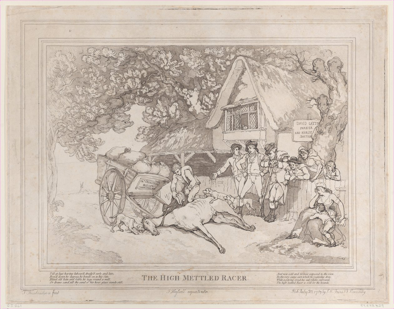 The Cart Horse fra The Life of a Racehorse, eller The High-Mettled Racer, 20. juli..., 20. juli, 1789 af Thomas Rowlandson