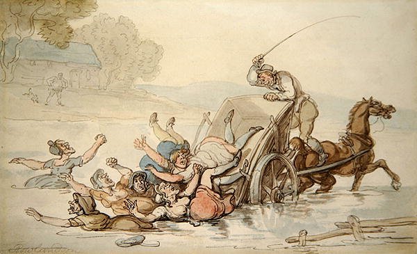 Carter and the Gypsies (pen & blæk og akvarel på papir) af Thomas Rowlandson