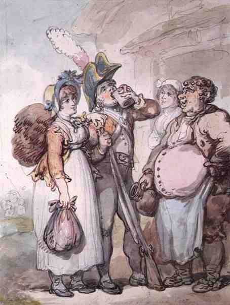 "The Charms of a Red Coat" (pen, akvarel og blyant på papir) af Thomas Rowlandson