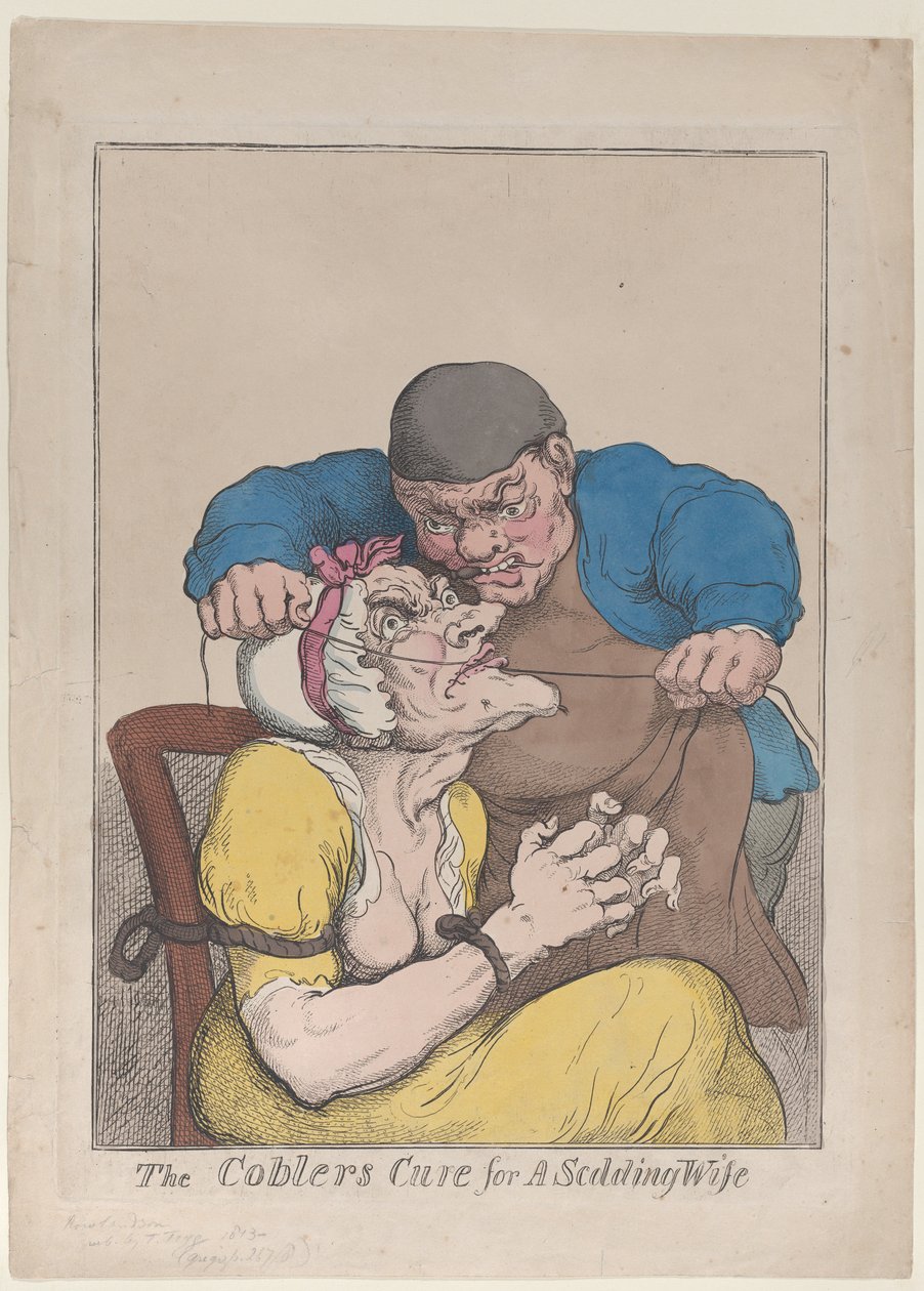 Skomagerens kur mod en skældende kone, 1813., 1813. af Thomas Rowlandson