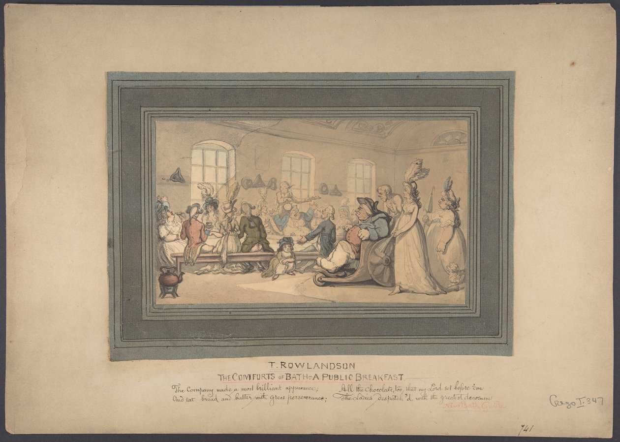 Baths bekvemmeligheder: En offentlig morgenmad af Thomas Rowlandson